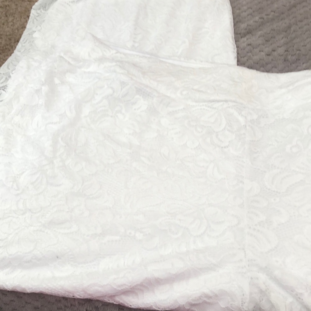 White lace pants. Lots of give.